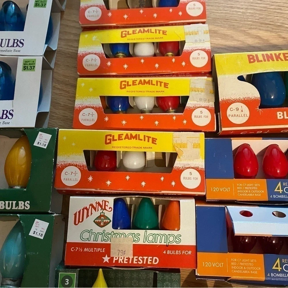 Vintage C 9 1/4 C 7 1/2 C7 Christmas Bulb Lot Flasher Cool Burning Wynne